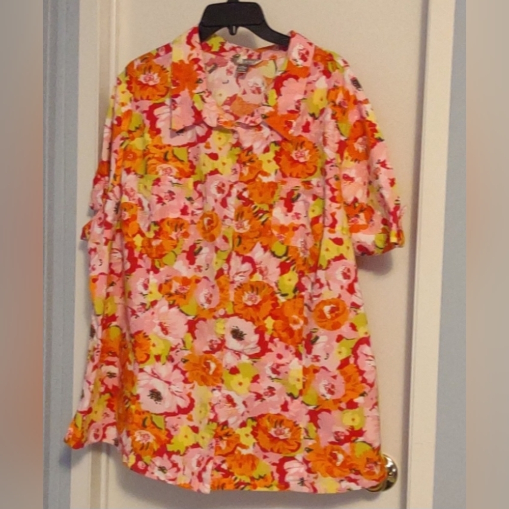 White Stag multicolor button down blouse 4X